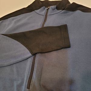 REI Quarter Zip Fleece‎ Pullover Mens Medium Blue Black Colorblock 724894 F05